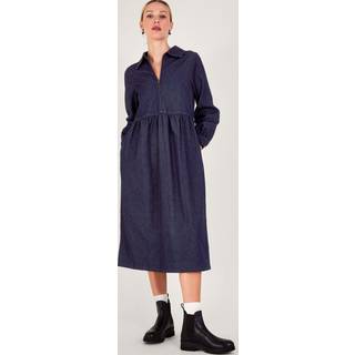 Monsoon Monsoon Blue Alana Midi Zip 100% Cotton Dress