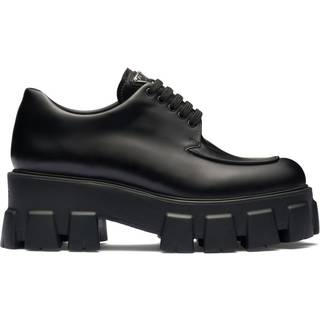 Prada Monolith brushed leather derby shoes - black - EU 43