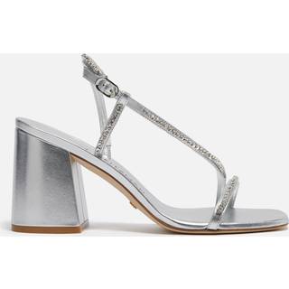 Stuart Weitzman Soiree Crystal 85 Block Sandal - Woman Sandals Silver 37.5