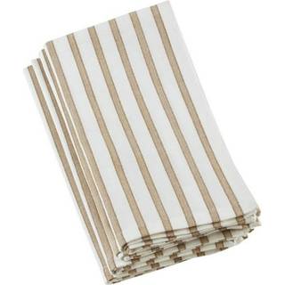 Saro 519.N20s 20 in. Firkantet bomuldsservietter med munter stribet design - naturligt sæt på 4