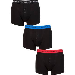 Jeff Banks Jeff Banks Black Classic Button Fly Boxers With Pop Colour Waistband