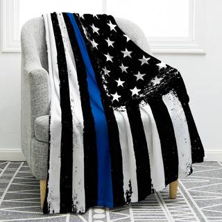 Jekeno Blue Line Police T?ppe United States Police Flag Print Gifts To Men Boy Jdens mand Son Adult Home Sovev?relse Stue Decor Bl?d hyggeligt le