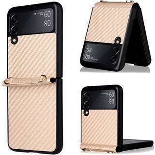 Samsung Galaxy Z Flip3 5G Cover med Rem - Karbonfiber - Guld