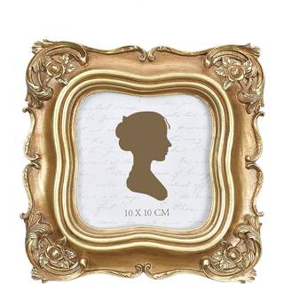 Solbelyst vintage billedramme 4x4 tommer luksus antikke firkantede fotorammer med glas foran fotodisplay Bordplade v?gh?ngende gaveideer guld