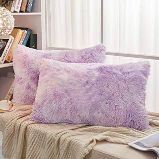 Jauxio faux pels dekorativ kast pude shams 2 pakke abstrakt stil slips farvestof trykt laggy pillowcases krystal fl?jl omvendt konge st?rrelse (2