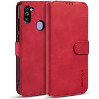 Samsung Galaxy M11 DG.MING Retro Læder Cover m. Kortholder - Rød