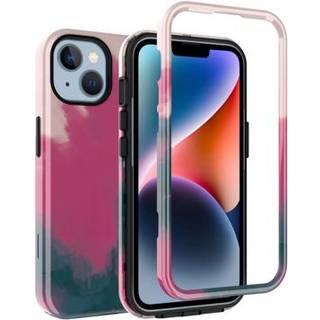 Stylish Gradient iPhone 14 Plus Hybrid Cover - Rød