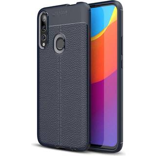 Huawei P Smart Z Litchi Læderbetrukket Cover Mørkeblå