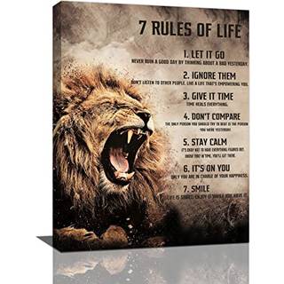 Motiverende løve væg kunst konge dyre løve 7 regler for liv citater lærred vægindretning inspirerende vintage billeder print maleri indrammet kun