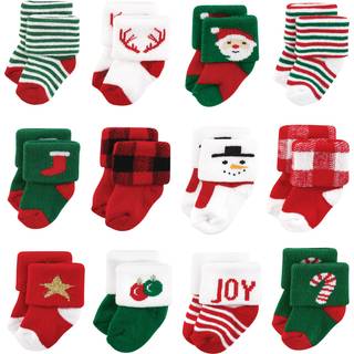 Hudson Baby Unisex Baby Cotton Rich Newborn and Terry Socks 12 Days of Christmas Santa 6-12 m?neder