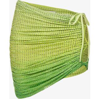 Self-Portrait Embellished ruched cutout miniskirt - green - XS