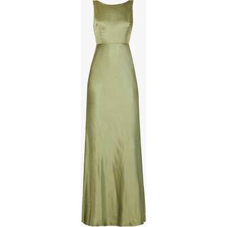 Six Stories Six Stories Moss Green Cowl Back Satin Flower Girl Dress