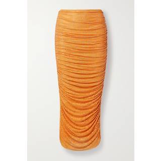 Self-Portrait Embellished ruched midi skirt - orange - XS