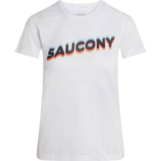 Saucony Women's Stopwatch Graphic Short Sleeve White Graphic, XS
