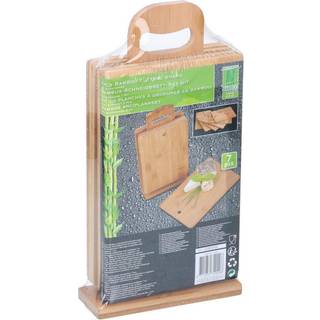 Bambus skærebræt sæt med stativ 7 dele