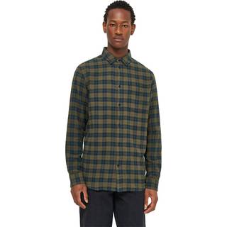 Knowledge Cotton Apparel Men's Loose Fit Checkered Shirt Green Check, L