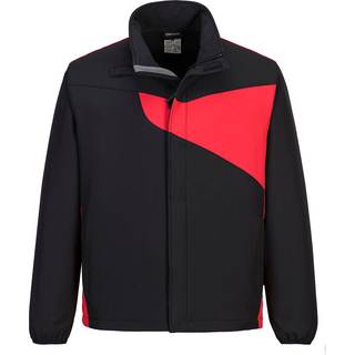 PW2 softshell jakke (2 lags) - Sort/rød (Størrelse: XXX-Large)