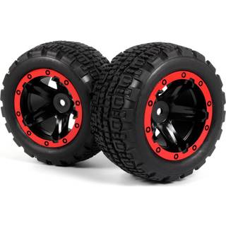 Blackzon - 540196 - Slyder ST Wheels/Tires Assembled (Black/Red)