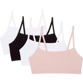 Frugt af v?ven Kvinders spaghetti stropp bomuld pullover sport bra r?dmende rose/hvid/hvid/sort 4-pakke 40