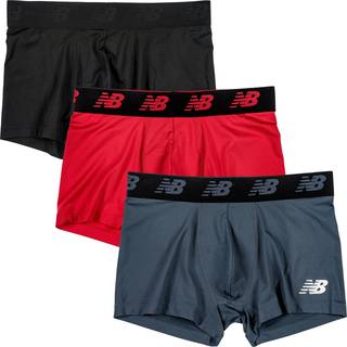 New Balance Men's 3 """" Boxer Brief No Fly With Pouch 3-Pack Black/Team Red/Thunder Medium (32 """"-34 """")