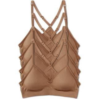 Kalon Womenas 4 Pack Racerback Sports Bralette Seamless Wireless Comfort Bh (1x 4pk Dark Beige)