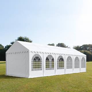 3x12m, Partytelt, PVC-teltdug, hvid, med bundramme - (37653)