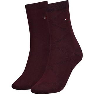 Tommy Hlfiger Women Graphic Argyle Sock 2-pak - Wine red - Str 39/42