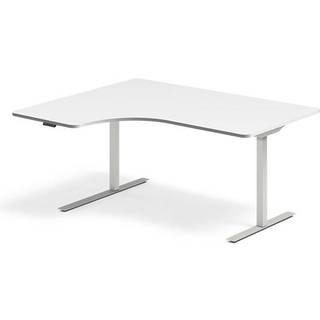 Office hæve-sænkebord 160x120cm i hvid med alugråt stel venstrevendt