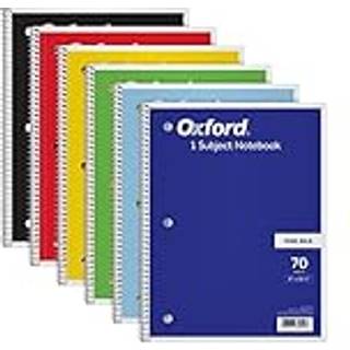 Oxford Spiral Notebook 6 Pack 1 Emne Bredt D?mt papir 8 x 10-1/2 tommer bl? gul r?d lysebl? gr?n og sorte 70 ark (65010)