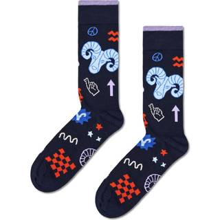 Navy Aries Sock | Zodiac Signs Astrology Gift - Navy, Red, Light Purple, Light Blue - 41-46