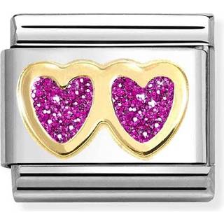Nomination Fuchsia Double Glitter Heart Charm - Pink