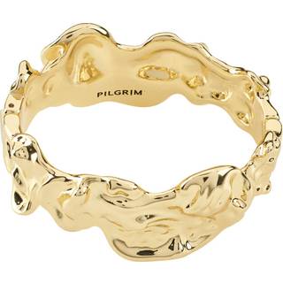 Pilgrim Gold Plated Pulse Hammered Statement Bangle - Gold - One Size