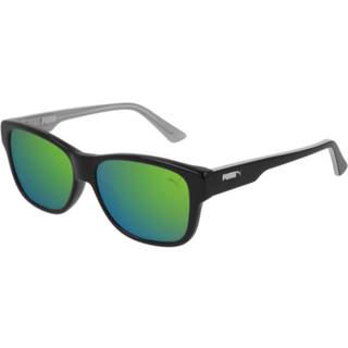 Puma Børn PJ0004S 009 Outlet solbriller Plast Sort Grøn Firkantet Spejl