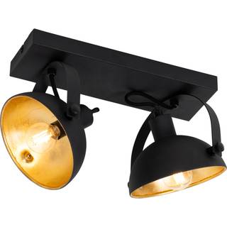 Industriel loftslampe sort med guld 2-lys justerbar - Magnax