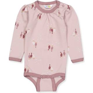 Langærmet body sart rosa uld-bomuld med print af Gås