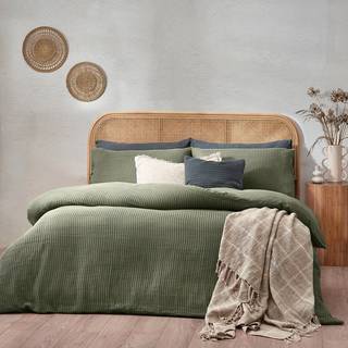 Yard Yard Eucalpytus Green Chunky Waffle 100% Cotton Duvet Cover Set