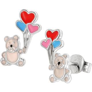 trendor 41651 Mädchen-Ohrringe Silber 925 Teddy mit Ballons