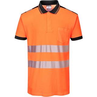 PW3 Hi-Vis Polo-shirt korte ærmer - Orange/Sort (Størrelse: XL)