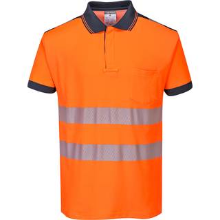PW3 Hi-Vis Polo-shirt korte ærmer - Orange/Marine (Størrelse: XXXL)