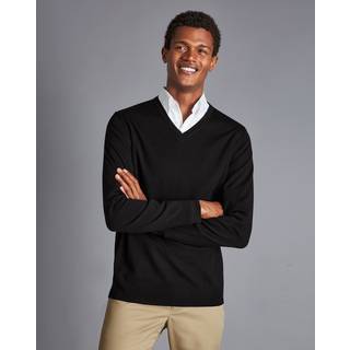 Charles Tyrwhitt Pure Merino V-Neck Jumper Black