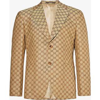Gucci - Monogrammed Linen-Blend Suit Jacket - Men - Brown - IT 46