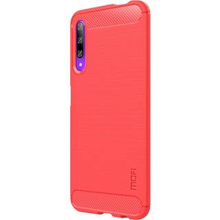 Huawei P Smart Pro Plastik Cover m. Carbon Fiber Look - Rød