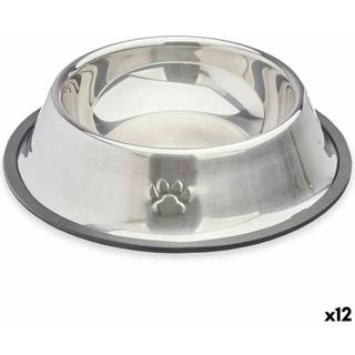 Hund Feeder Mascow Grå Sølvfarvet Gummi Metal 22 x 5 x 22 cm 22 x 6 x 22 cm (12 enheder)