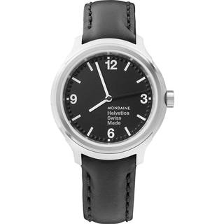 Mondaine MH1.R2020.LB Helvetica Sort/Læder Ø40 mm