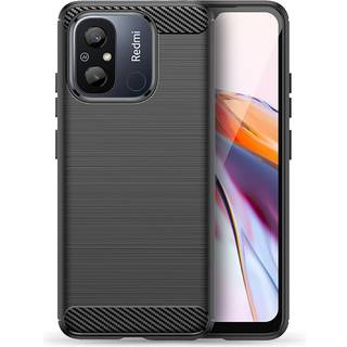 Xiaomi Redmi 12C Tech-Protect Fleksibelt Plastik Carbon Bagside Cover - Sort