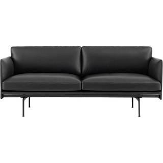Muuto Outline Sofa 2-Seater Refine Leather Black & Black
