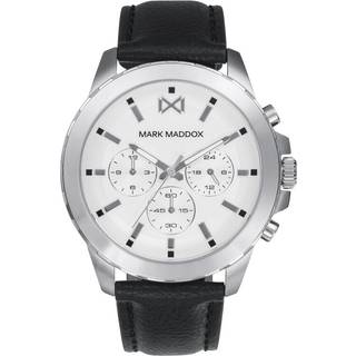 Mark Maddox HC0109-07 Classic Sølvfarvet/Læder Ø44 mm
