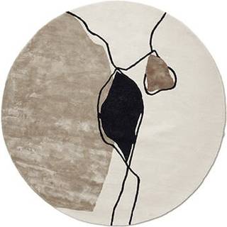 Abstract Rug Round Ivory