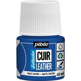 Pebeo Cuir Leather 45 ml læderfarve, farver også PU-læder – Ultramarinblå, mat satinfinish