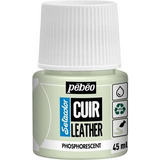 Pebeo Cuir Leather 45 ml læderfarve, farver også PU-læder – Fosforescerende, let selvlysende